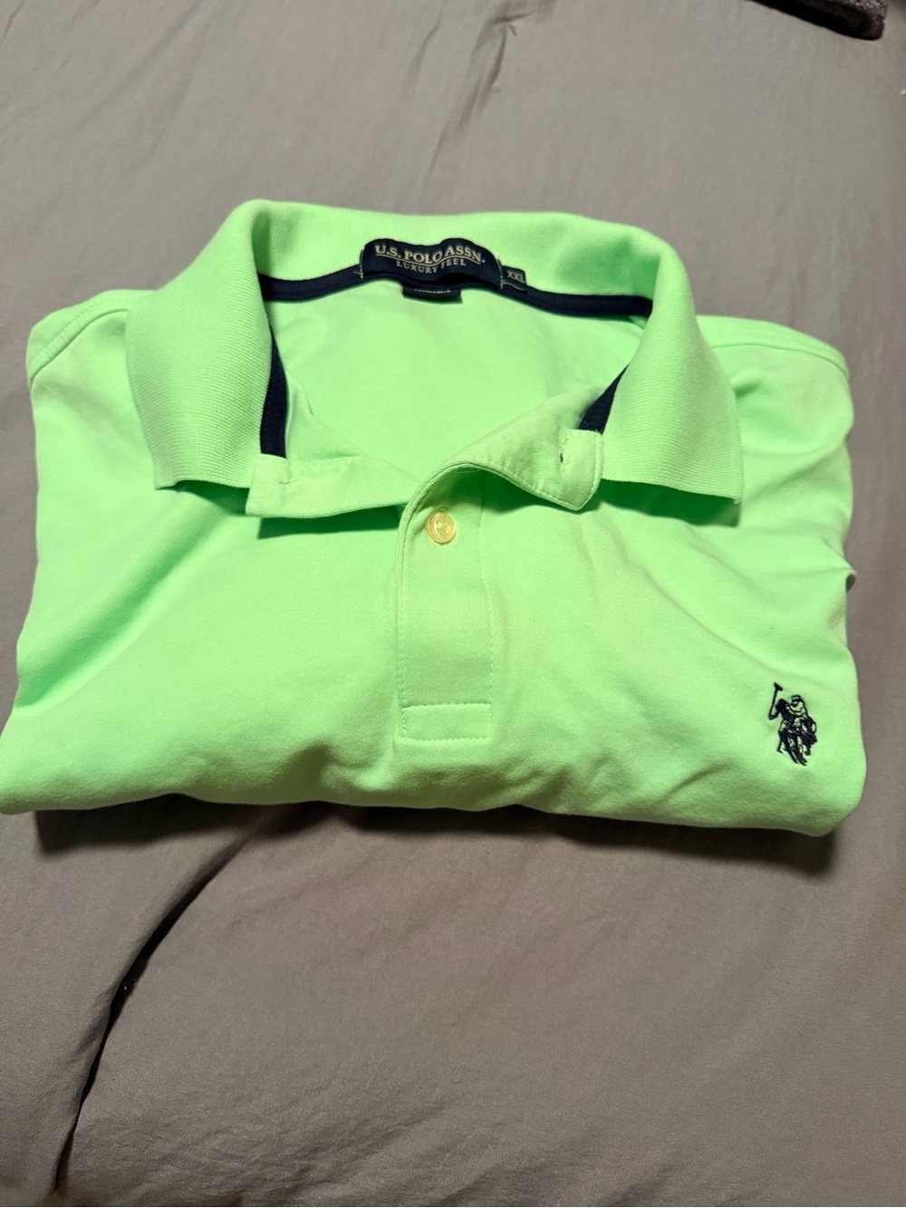 U.S. Polo Assn. Lime Green Polo Shirt with Navy Trim